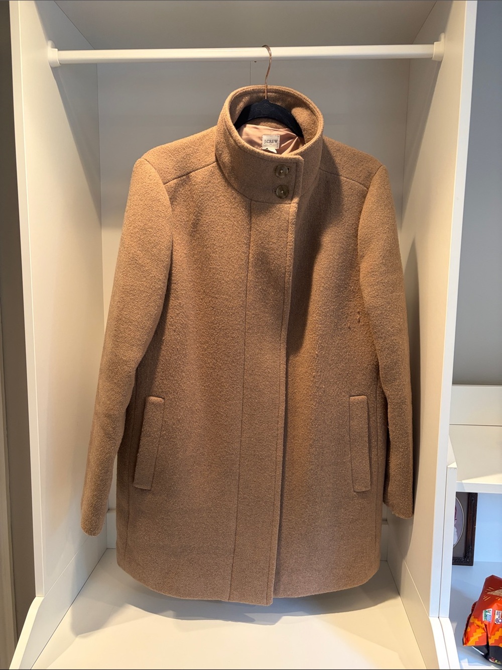 J. Crew Camel Stand-Collar Wool-Blend Pea Coat